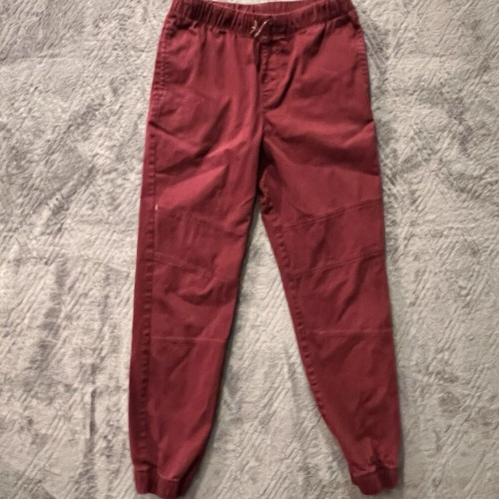 Arizona Jean Co Boys Joggers Size L 14 16 Maroon Red Chino Pants Elastic Waist L